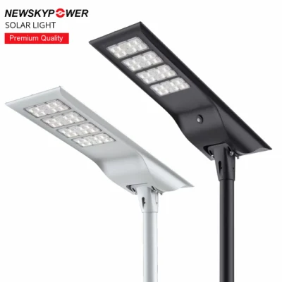 Nuevo y moderno alto lumen al aire libre impermeable aluminio integrado 30W 40W 60W 80W 100W LED todo en una farola solar