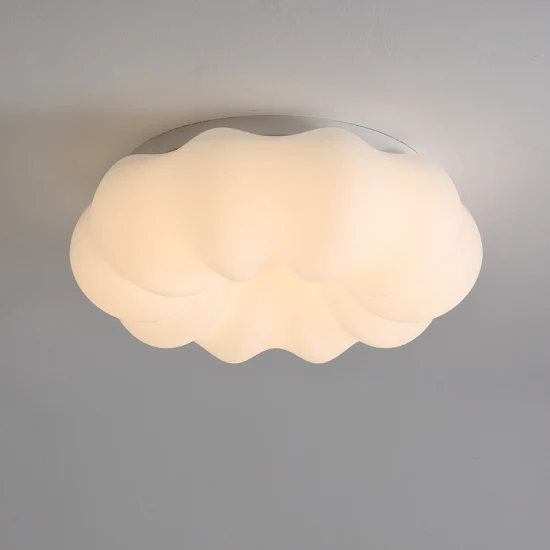Lámpara LED de protección ocular de nube blanca europea, creativa, sencilla, moderna, sala de estar, dormitorio infantil, lámpara de techo de calabaza