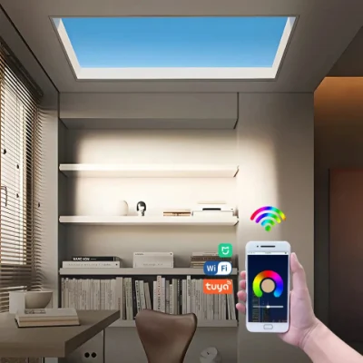 Nuevo Yatu Inteligente Artificial Virtual Blue Sky Techo Tragaluz Control remoto Iluminación empotrada LED Adecuado para la luz del panel de la casa interior